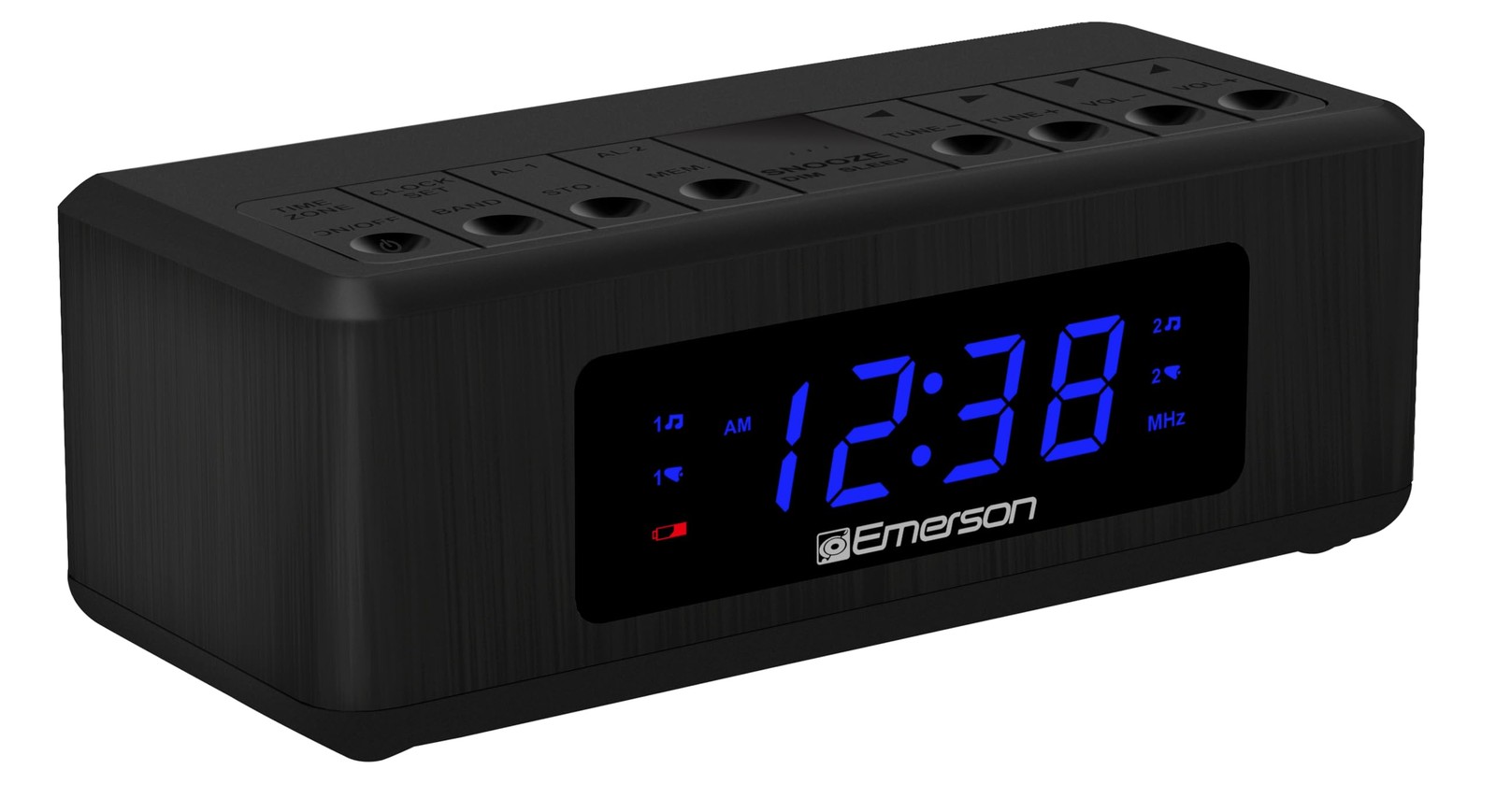 Emerson CK2023AM/FM Dual Alarm Clock Radio with 0.6" Blue LED Small, Black