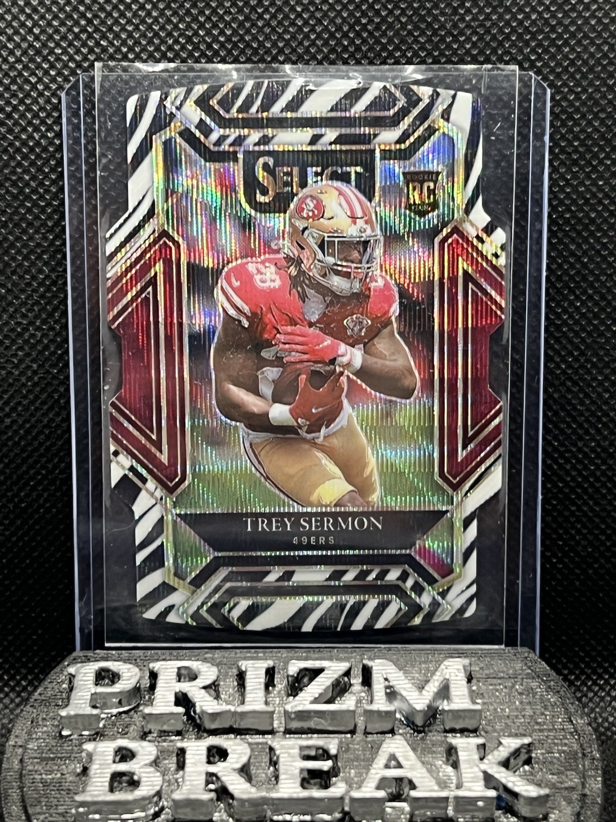 2021 Panini Select Die-Cut Zebra Prizm #268 Trey Sermon 49ers RC Rookie SSP