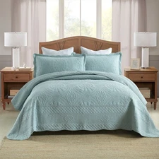 3-Pcs 100% Cotton Oversized Quilt Bedspread Set 