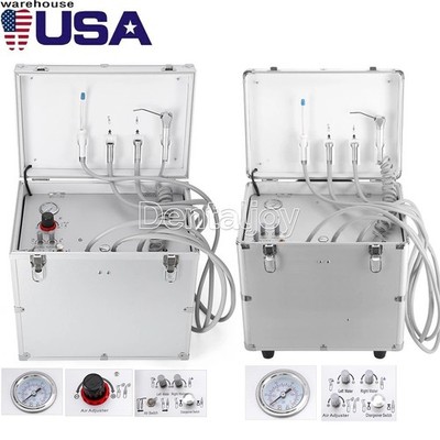 Portable Dental Mobile Delivery Unit Rolling Case Air Compressor Suction System