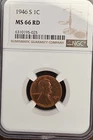 1946-S Lincoln Wheat Cent 1C NGC MS66 RD Red Gem UNC San Francisco Mint Graded