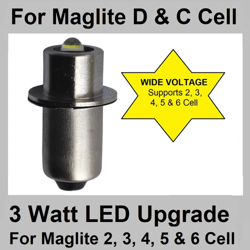Maglite LED Conversion Upgrade Bulb for 2D/2C 3D/3C 4D/4C 5D 6D Torch