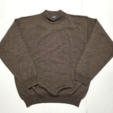 RAFFI Mock Neck Pullover Sweater Men's LARGE L Brown 100 MERINO WOOL Italy Made