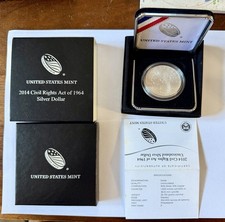2014 Civil Rights Act Of 1964 Uncirculated Silver Dollar With COA OGP