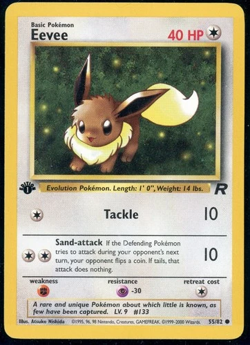 2000 Pokemon Team Rocket First Edition Eevee #55/82 LP