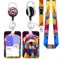 Colorful Dog Lanyards for Id Badges,Cartoon Dog Badge Reel Heavy Duty with Ca...