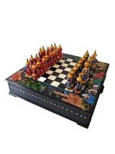 HANDCRAFTED -  HANDPAINTED  UZBEK CHESS SET - IMAGES OF THE SILK ROAD