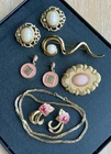6 Pc VINTAGE GOLD TONE  COSTUME JEWELRY LOT DESIGNER Trifari Avon More