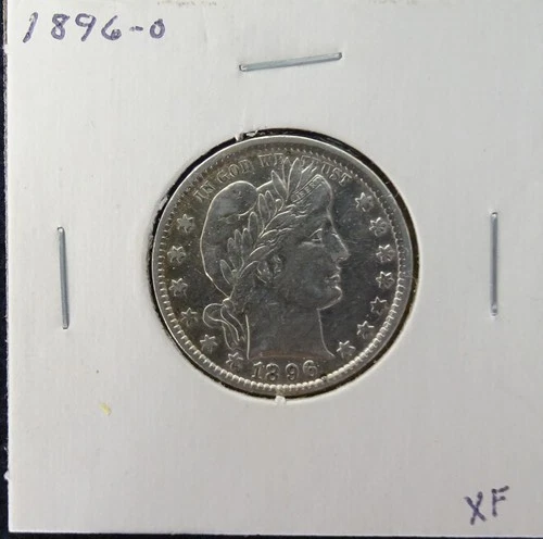 1896 O US Barber Quarter, Vintage 1896O New Orleans Mint Liberty Head