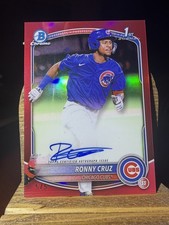 2025 Bowman Chrome 1st Ronny Cruz 5/5 True Red Refractor On-Card Auto Bookend