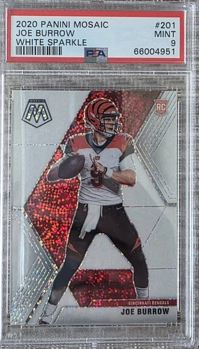2020 Panini Mosaic #201 Joe Burrow White Sparkle Rookie PSA 9 MINT RC 