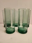 5 Anchor Hocking Essex Green TALL  Flat Tumblers Vintage Glassware