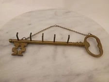Vintage Brass Skeleton Key Wall Hook Rack Holder Jewelry Keys Hanger