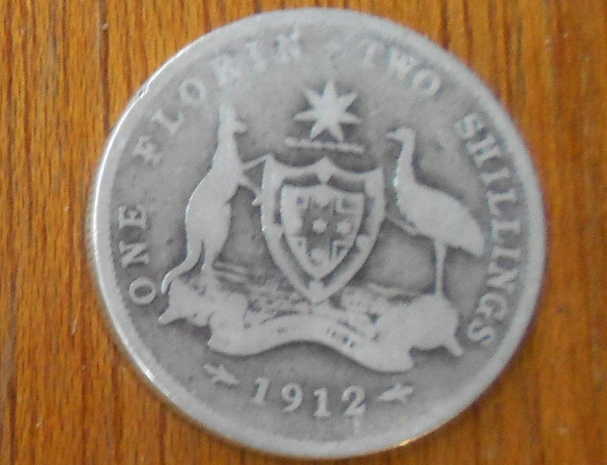 Australia tow shilling 1912 Gorgivs Ⅴ 1912 Australian Silver TWO Shilling Florin (TWO BOB) KING GEORGE V