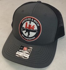 Heckler Koch Patch on Richardson 112 Trucker Hat Snapback Charcoal/Black