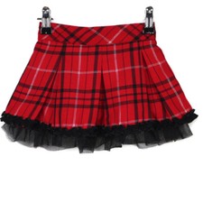 Koala Kids Skirt Size 24 Months Red Black Silver Plaid Ruffles Christmas Holiday