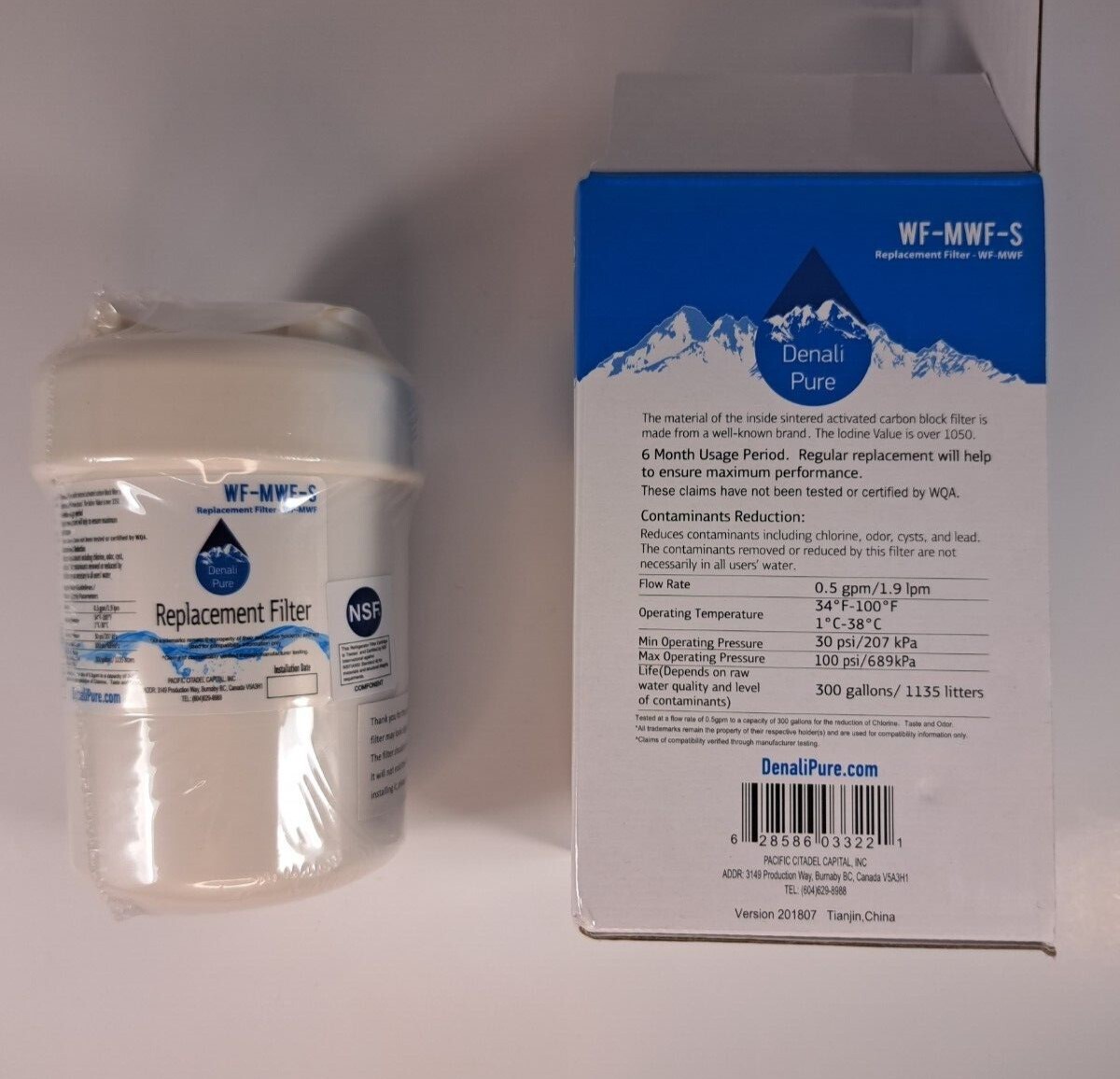 Denali Pure WF-MWF-S Refrigerator Replacement Water Filter New in Box