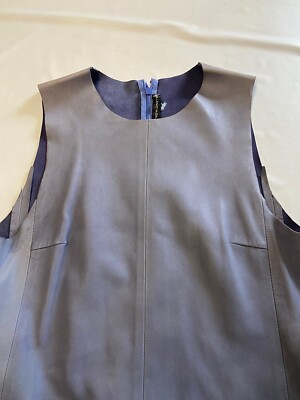 Womens BALENCIAGA Purple Short Sleeve Lambs Leather Dress Sz 38/S *Flawed*