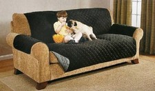 Reversible Furniture Protector Quilted Gray Black Slipcover Sofa Love Seat Cover