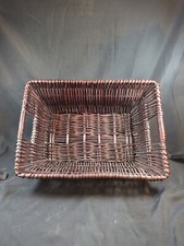 14 X10" Vtg Willow Basket Built In Handles Hand Woven Farm Country Storage Set 4