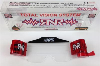 100 % PROZENT TVS TOTAL VISION SYSTEM MOTOCROSSBRILLE RNR rot Roll Offs