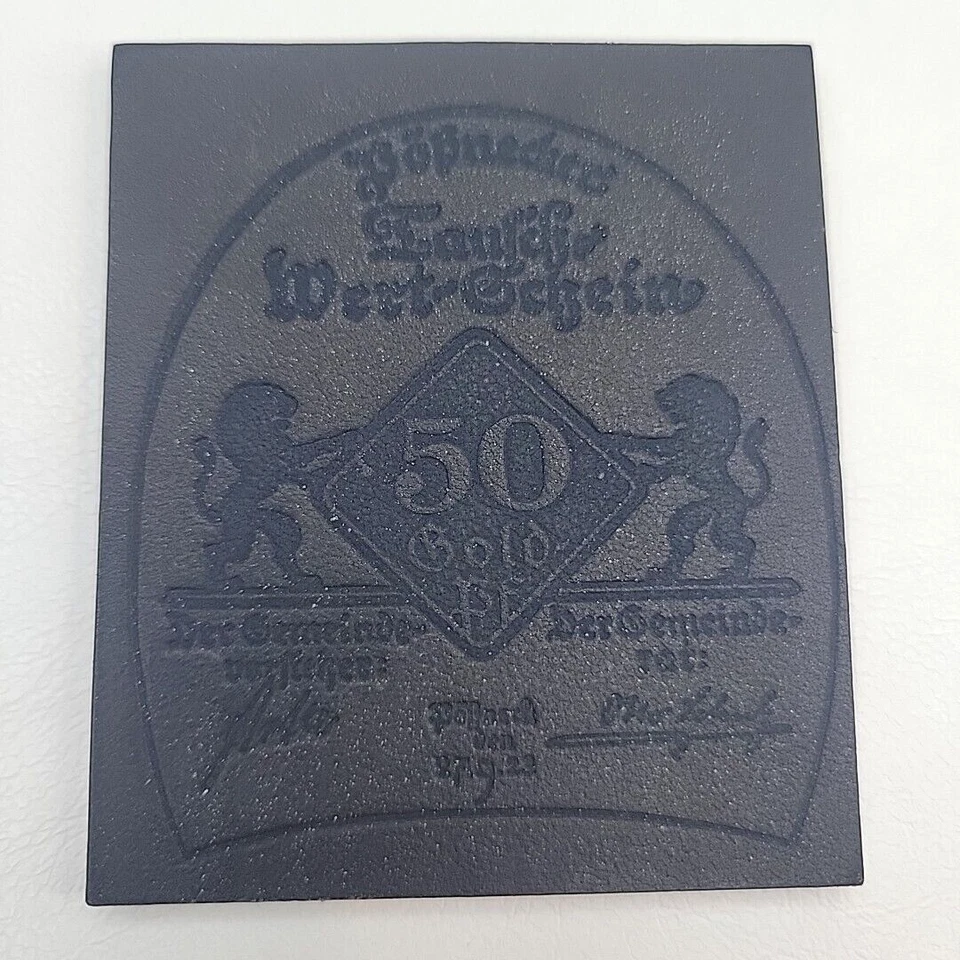 1923 Germany Notgeld 50 Gold Pfennig Leather Men's Heel of Shoe Inflation Money - Image 3 of 4