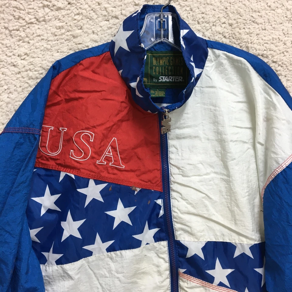 Chaqueta cortavientos Starter Olympic Collection grande adulto azul Atlanta 1996 para hombre Foto 2 de 4