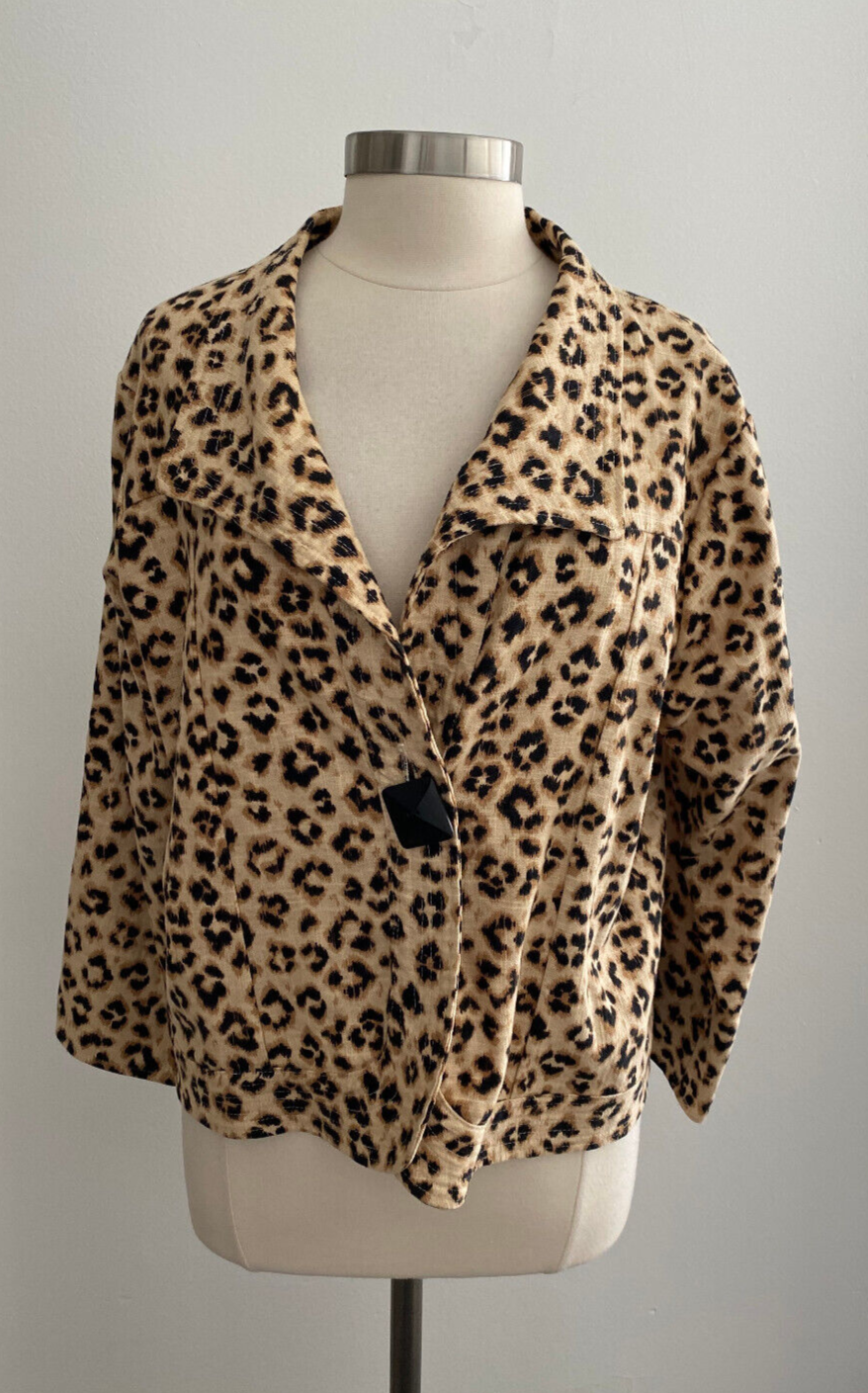 Giacca tagliata vintage pony stampa ghepardo misto lino taglia XL