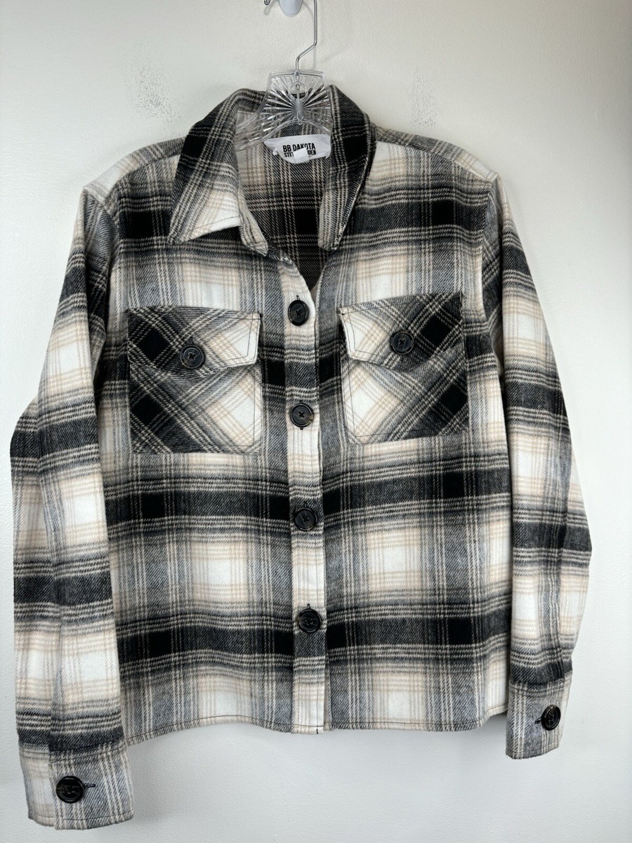BB Dakota By Steve Madden Jacket S Women's Button Brown Plaid