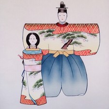 Vintage Japanese KAKEJIKU Hanging Scroll ? "HINA Dolls" Hand-Painted HSA131