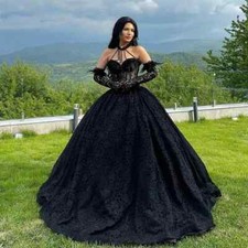 Vintage Black Lace Wedding Dresses Corset Beading Sweetheart Ball Bridal Gowns  