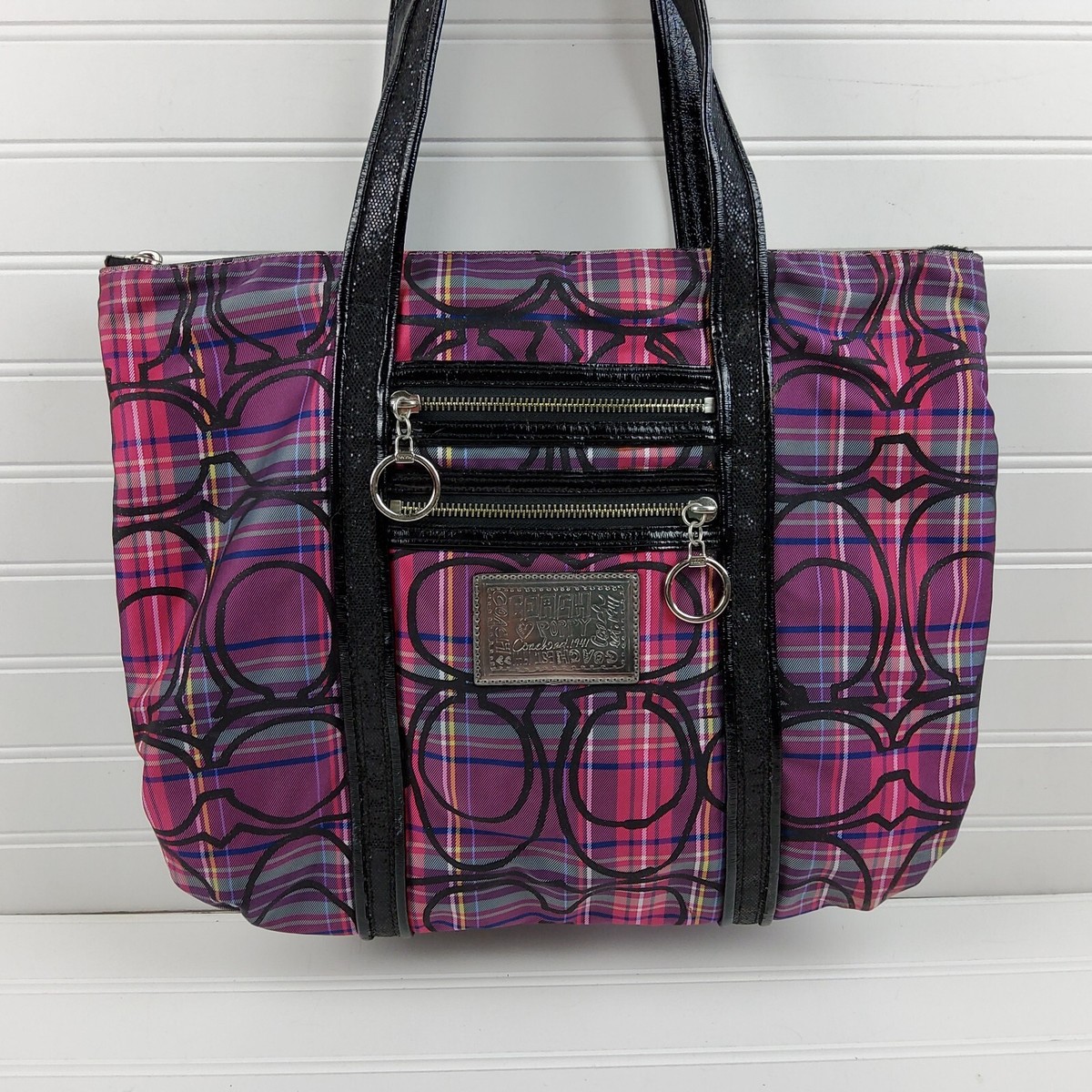 ショルダーバッグ Coach Poppy Tartan Plaid Boa Tote Bag s-l1200.jpg