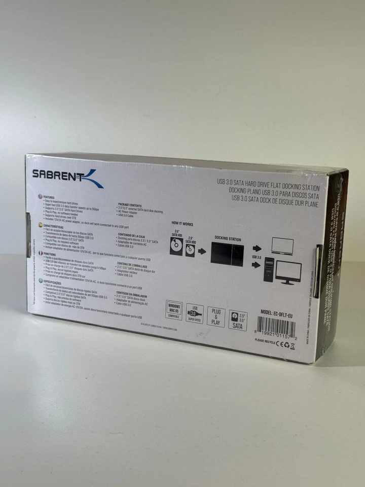 SABRENT USB 3.0 Hard Drive Docking Station 2.5/3.5" SATA SSD HDD, 5Gbps Transfer - Image 4 of 4