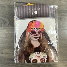 Day Of The Dead Floral Veil Halloween Cosplay Costume Accessory Dress Up