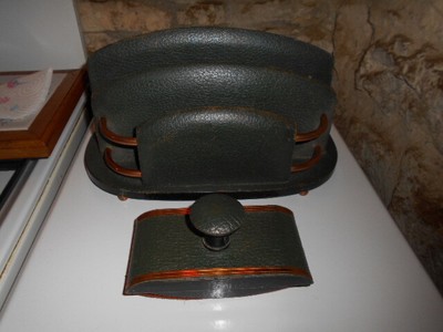 Parure De Bureau Ancienne En Cuir Annees 50 Ebay