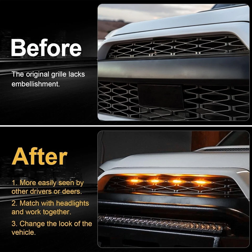 Желтые светодиодные решетчатые фары для 2014-2024 Toyota 4Runner TRD Pro SR5 Off-Road Limited - Изображение 4 из 4