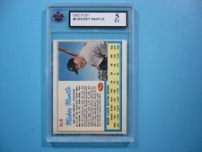 1962 POST CEREAL BASEBALL CARD #5 MICKEY MANTLE KSA 5 LIFE MAGAZINE FULL BORDER