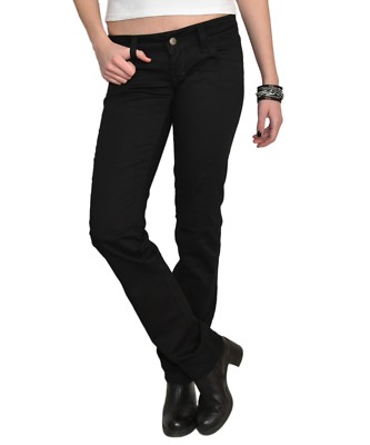 Damen Jeans Hüfthose Hose Denim Straight Leg Stoff Schwarz 3%Stretch Decon-Jenny