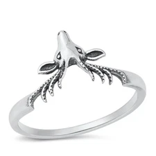 925 Sterling Silver Genuine Deer Antler Buck Ring Band 9.2mm Sizes 4-10