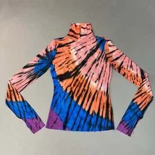 AFRM Zadie Turtleneck Pullover w/Thumb Holes Women's S Blue Halo Placement AET02