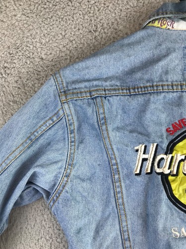 Hard Rock San Juan Jean Jacket Kids Size 8 Blue Denim Button Up Embroidered Logo - Picture 22 of 23