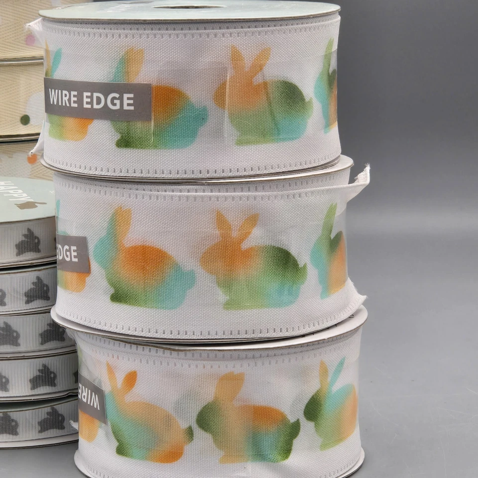 Place & Time Easter Ribbon Lot, 5 - 3/8" & 6 - 7/8", 3 Wire Edged 1.5" *read* - Image 3 of 4