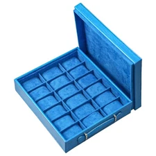 High-End 18-Piece Watch Bright Blue Box/Tray with Top Watch Storage