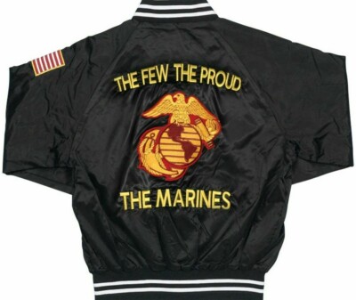 MARINE CORPS. THE FEW, THE PROUD, THE MARINES EMBROIDERED 2-SIDED SATIN JACKET