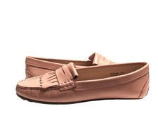 Driver Club USA Womens Leather Brazil Kilt Detail Moc Loafer SZ 6.5 Blush New