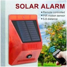 Solar Alarm LED Light Solar Strobe Light Motion Sensor Detector Remote Control