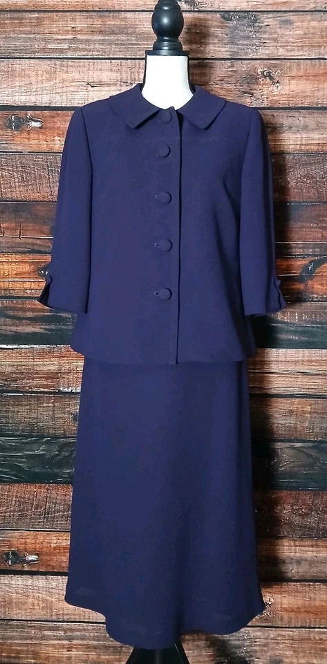 Traje de Vestido Talbots Talla 10 Pequeño Dos Piezas Púrpura Funda y Blazer Forrado Cremallera  Foto 3 de 4