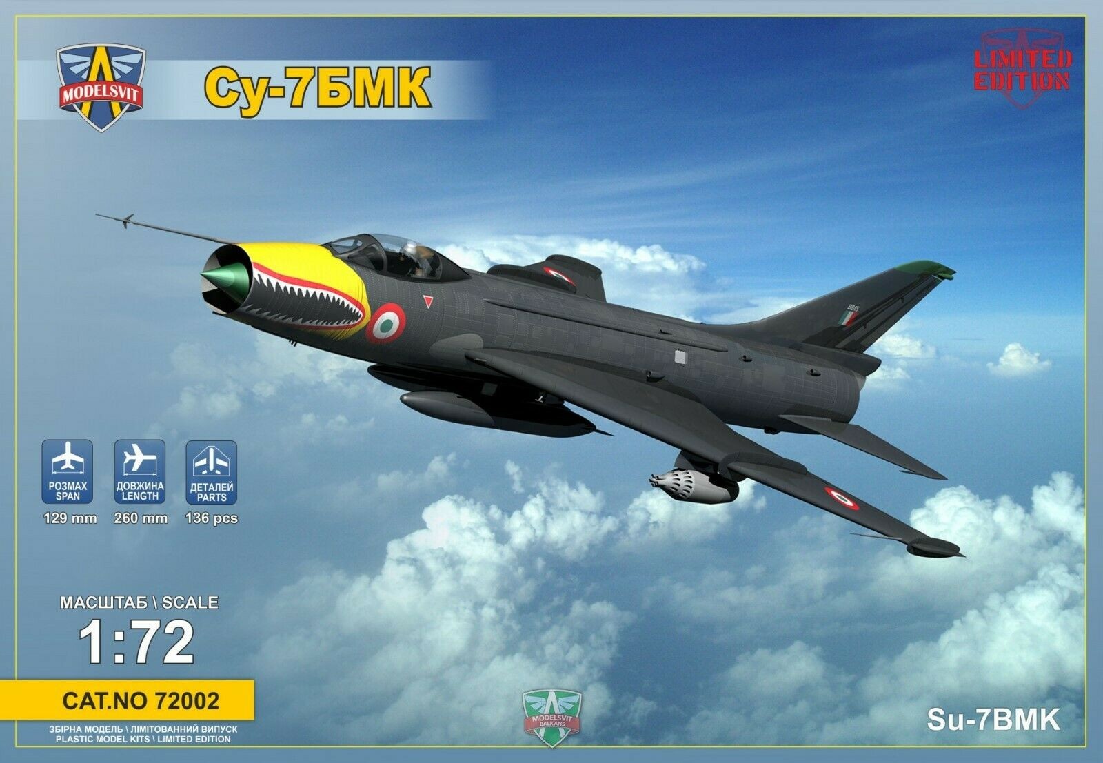 Sukhoi Su-7BMK Modelsvit 1/72 maquette d'avion de chasse pour exposition en vitrine