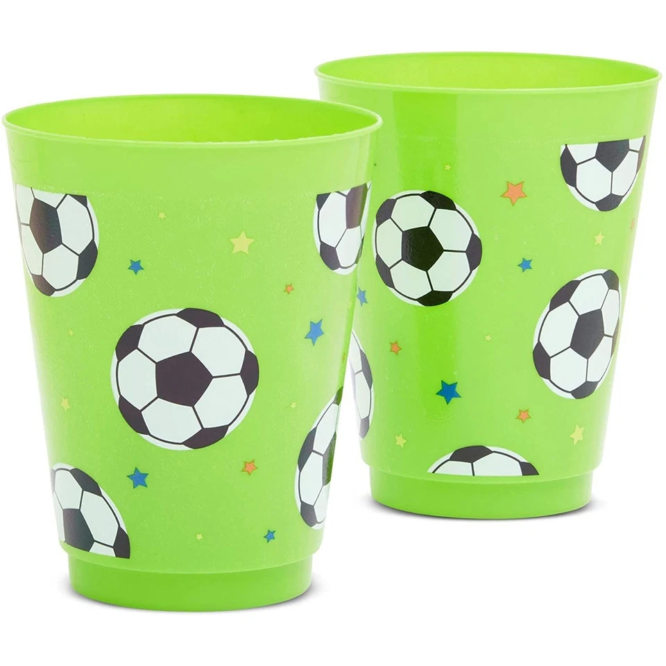 16x Tazas de Plástico Reutilizables de Fútbol para Niños Fiesta de Cumpleaños Fiestas Suministros, Verde Foto 4 de 4