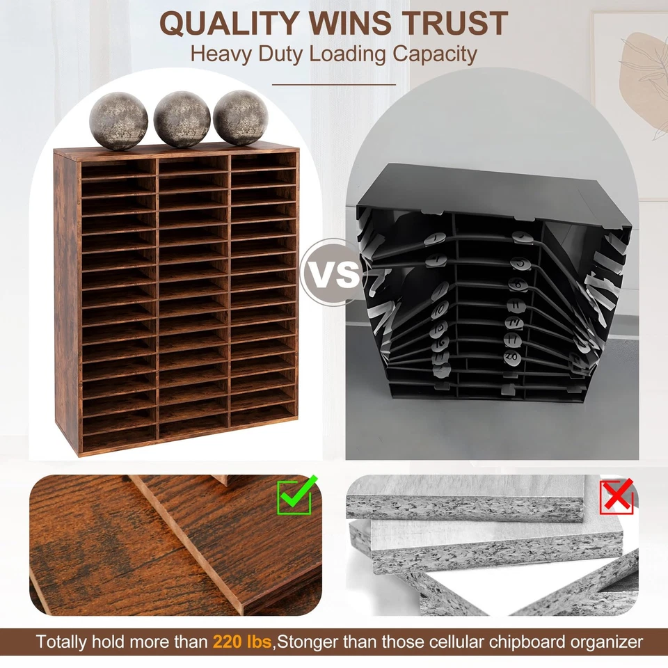 Literature Organizer, Heavy Duty 48 Compartments Countertop Mail Organizer wi... - Image 3 of 4